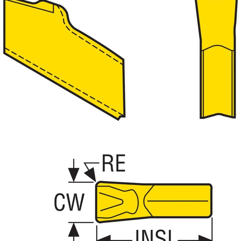 Cutoff Insert: 150.10-3N-16 T25M, Carbide, 0.1220" Cutting Width