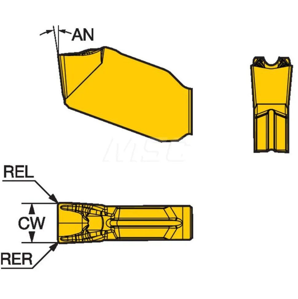 Cutoff Insert: QDNF02500001CF 1125, Carbide, 2.50 mm Cutting Width, 0.0984" Cutting Width