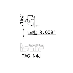 Cutoff Insert: TAGN4J IC808, Carbide, 3.99 mm Cutting Width, 0.1570