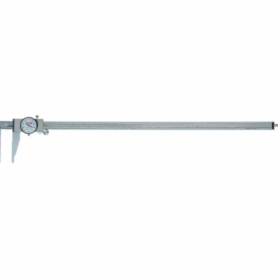 Dial Caliper: 24", 0.001000" Graduation, 0.1000" per Revolution, 0.0020" Accuracy, Calibrated, Stainless Steel Jaws