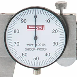 Dial Caliper: 12", 0.001000" Graduation, 0.1000" per Revolution, 0.0015" Accuracy, Calibrated, Stainless Steel Jaws