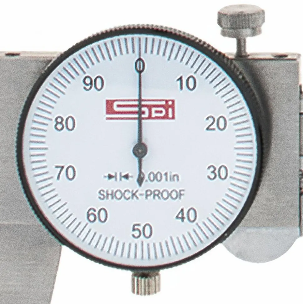 Dial Caliper: 12", 0.001000" Graduation, 0.1000" per Revolution, 0.0015" Accuracy, Calibrated, Stainless Steel Jaws