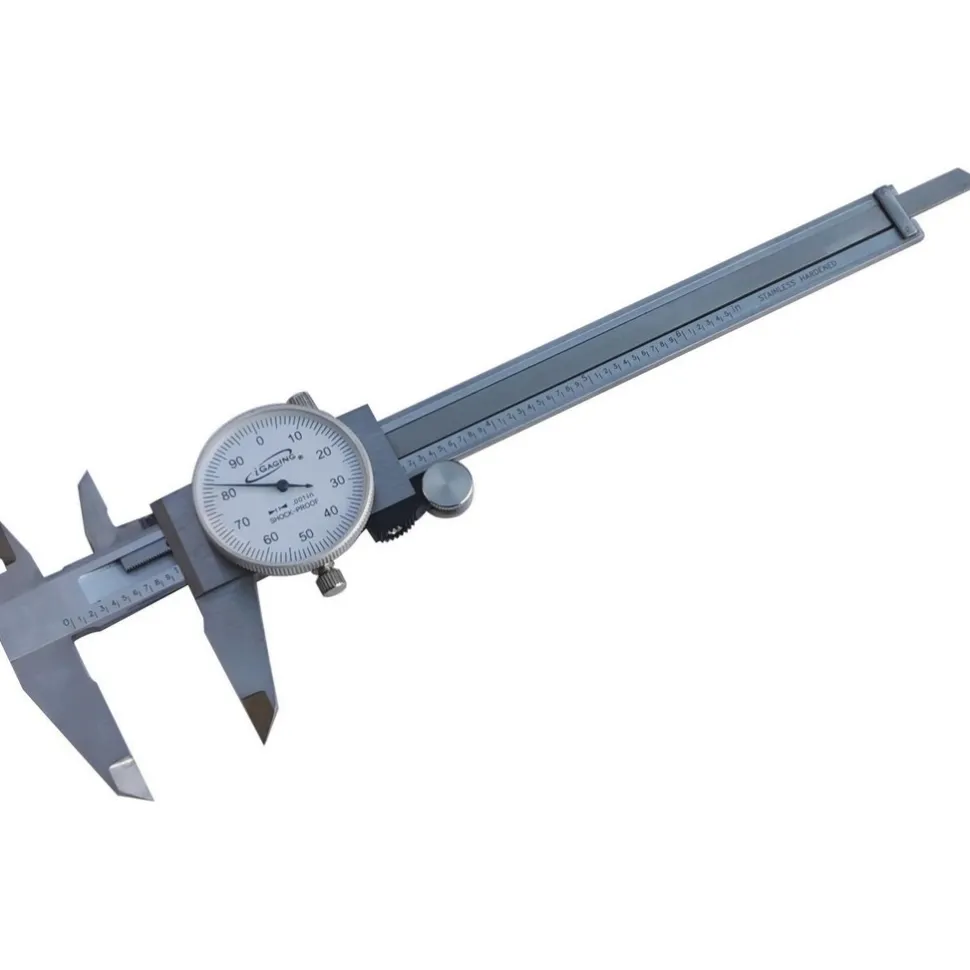 Dial Caliper: 6", 0.001000" Graduation, 0.1000" per Revolution, 0.0050" Accuracy, Stainless Steel Jaws