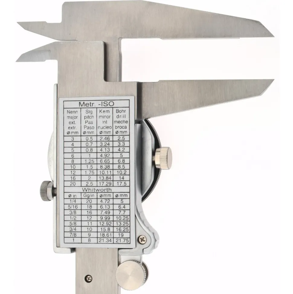 Dial Caliper: 12", 0.001000" Graduation, 0.1000" per Revolution, 0.0015" Accuracy, Calibrated, Stainless Steel Jaws