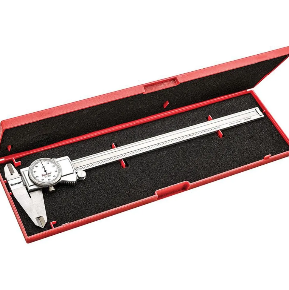 Dial Caliper: 12", 0.001000" Graduation, 0.1000" per Revolution, 0.0010" Accuracy, Stainless Steel Jaws