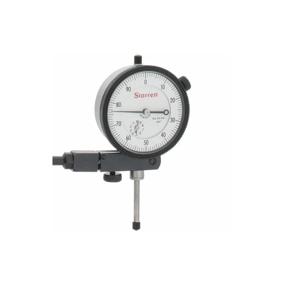 Dial Indicator & Base Kit: 2-1/4" Base Length, 2-1/8" Base Height, 2" Base Width, 1.0000" Max Measurement, 0-100 Dial