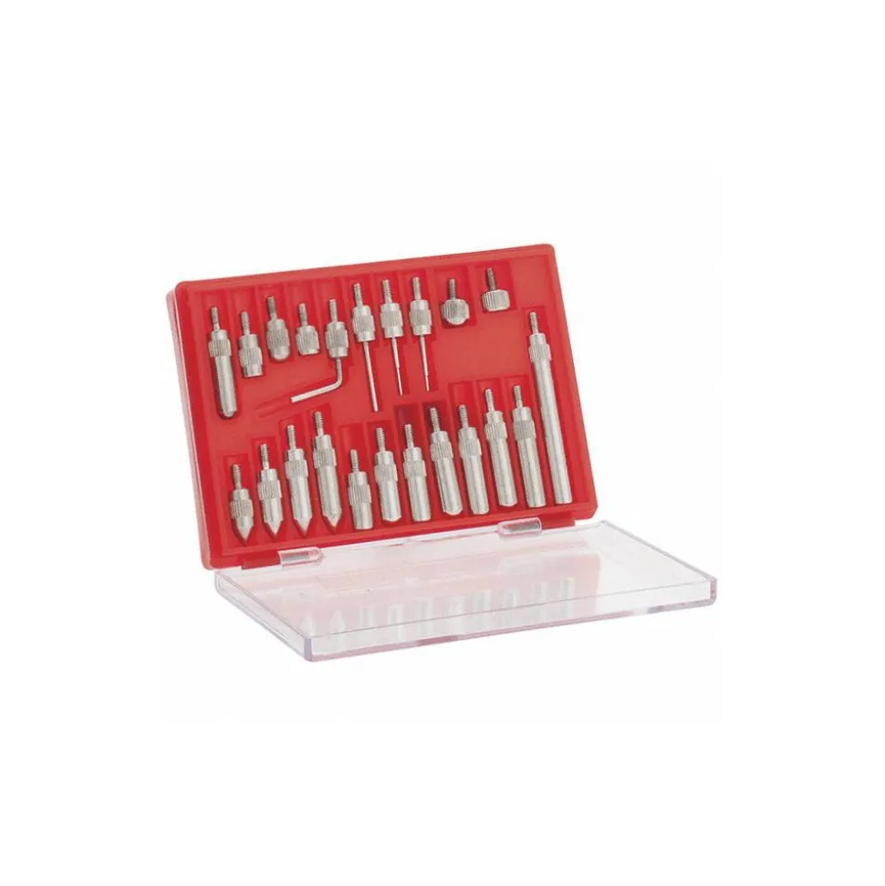 Dial Indicator & Base Kit: 2-1/4" Base Length, 2-1/8" Base Height, 2" Base Width, 1.0000" Max Measurement, 0-100 Dial