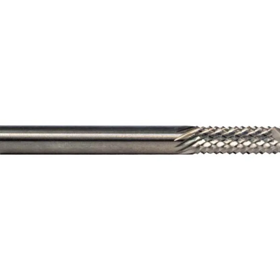 Diamond-Pattern Router Bit: 3/16" Dia, 5/8" LOC, 3/16" Shank Dia, Drill Point End