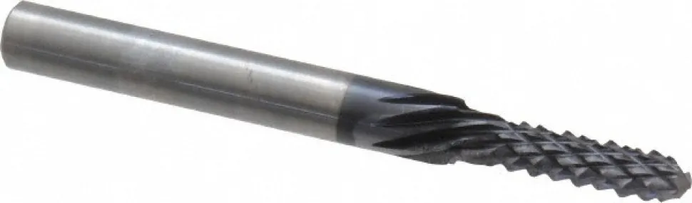 Diamond-Pattern Router Bit: 3/16" Dia, 5/8" LOC, 1/4" Shank Dia, Drill Point End