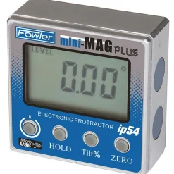Digital & Dial Protractors; Style: Protractor; Measuring Range (Degrees): 360.00; Maximum Angle Measurement: 360 °; Batteries Included: Yes; Overall Length: 2.12 in; Overall Width: 2.12 in; Features: USB Rechargeable Battery with Status Light; Magnetic Base: Yes; Resolution (Degrees): 0.05