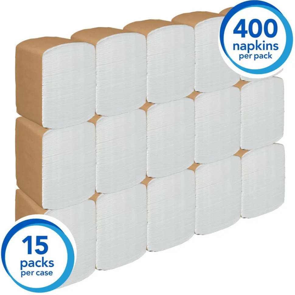 Dinner Paper Napkins, Disposable, White, 1/8 Fold, 1-Ply, 12 x 17