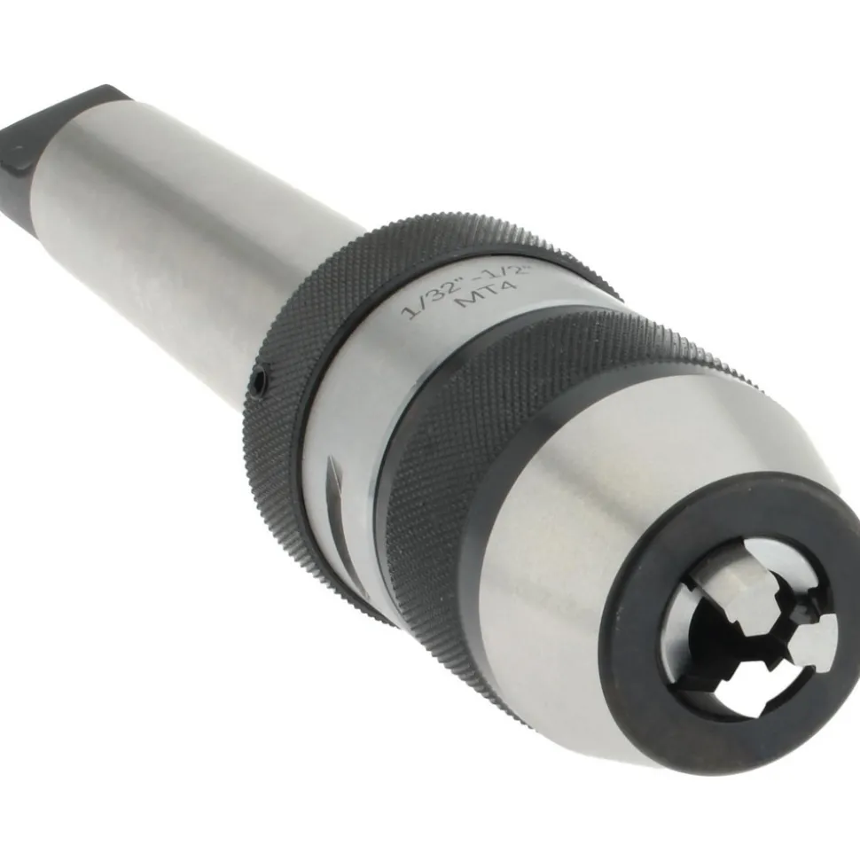 Drill Chuck: 1/32 to 1/2" Capacity, Integral Shank Mount, 4MT