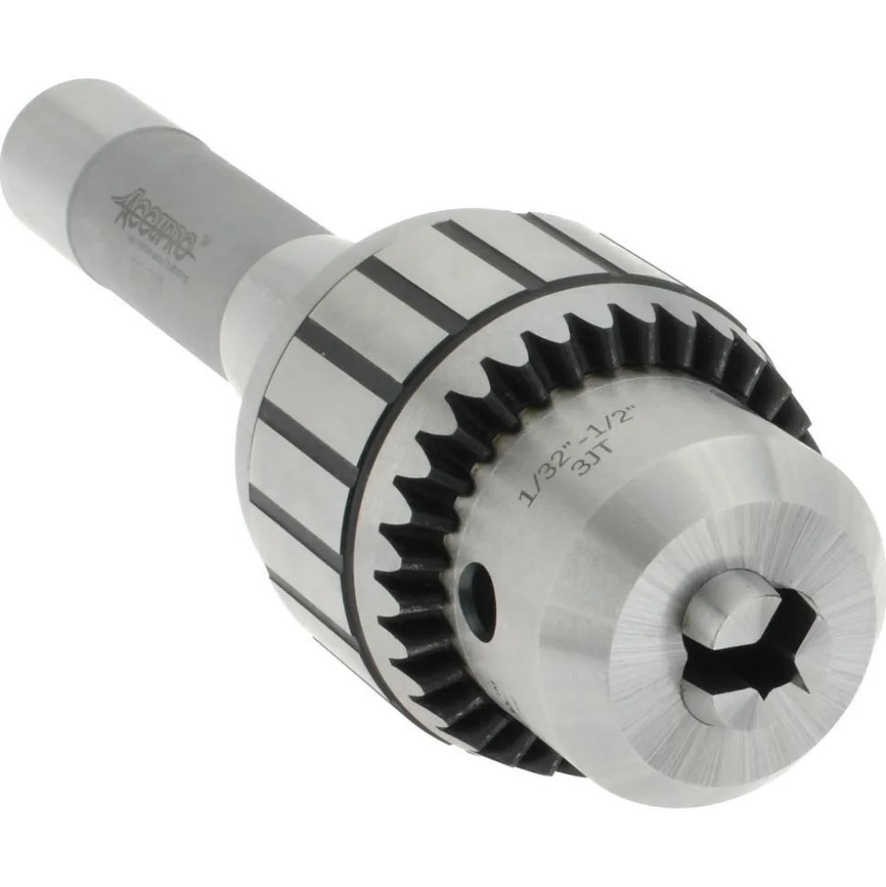 Drill Chuck: 1/32 to 1/2" Capacity, Tapered Mount, JT3