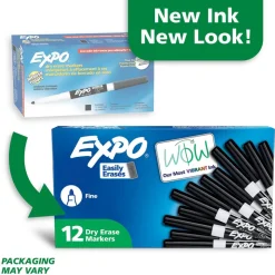 Dry Erase Markers & Accessories: Color: Black; Tip Type: Fine; Marker Cap: Capped