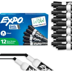 Dry Erase Markers & Accessories: Color: Black; Tip Type: Chisel; Marker Cap: Capped