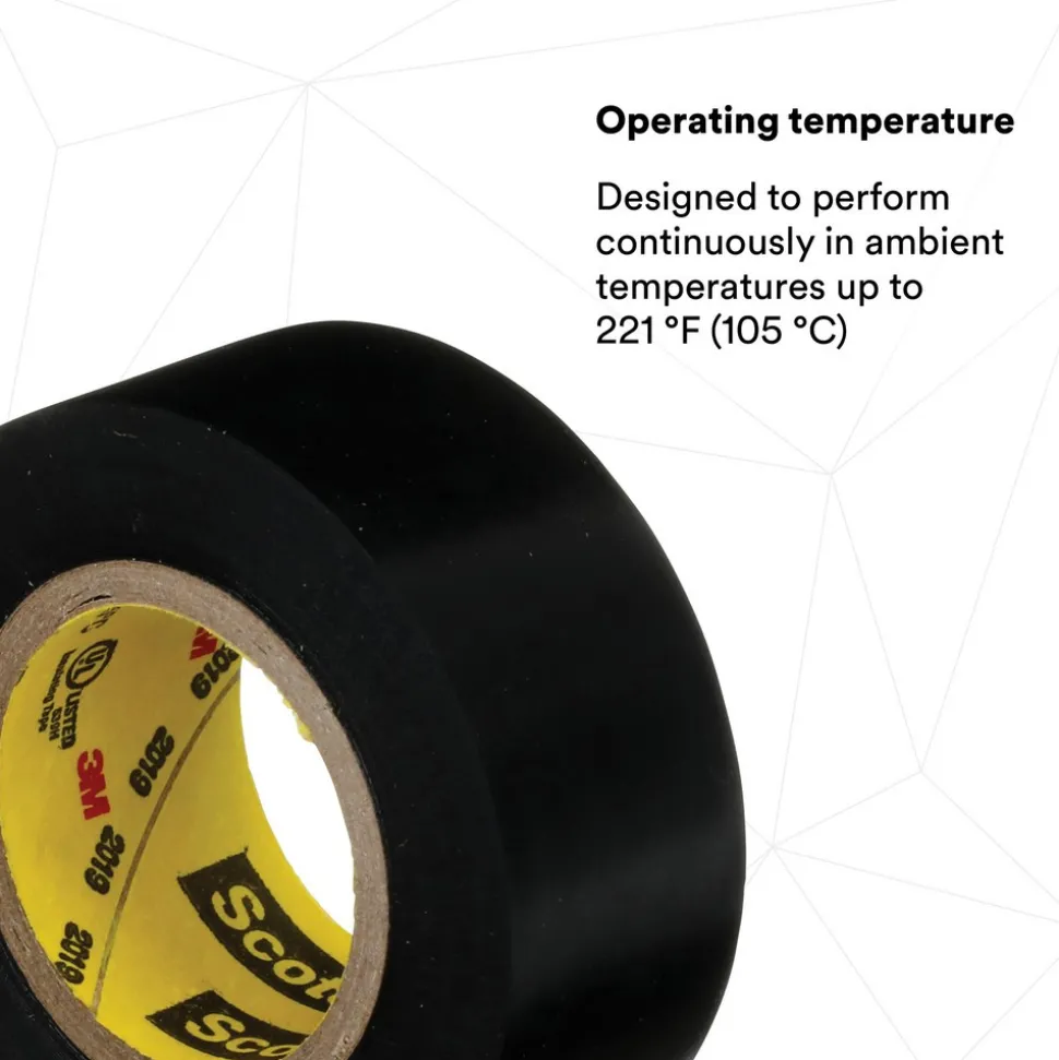 Electrical Tape: 3/4" Wide, 20' Long, 7 mil Thick, Black