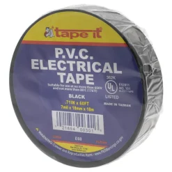 Electrical Tape: 3/4" Wide, 60' Long, 7 mil Thick, Black