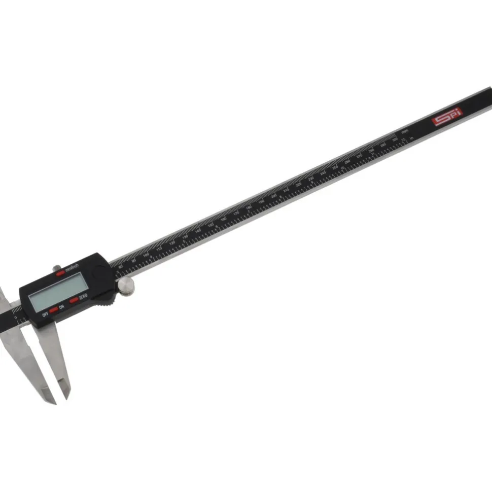 Electronic Caliper: 300.00 mm, 12", 0.0100 mm, 0.0005" Resolution, +/-0.03 mm, +/-0.0010" Accuracy, Stainless Steel