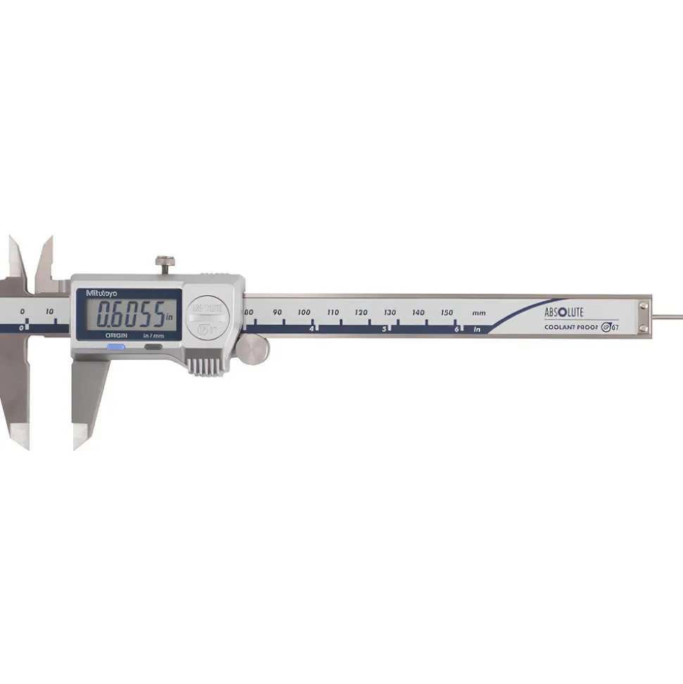 Electronic Caliper: 150.00 mm, 6", 0.01 mm, 0.0005" Resolution, +/-0.02 mm, +/-0.0010" Accuracy, Stainless Steel