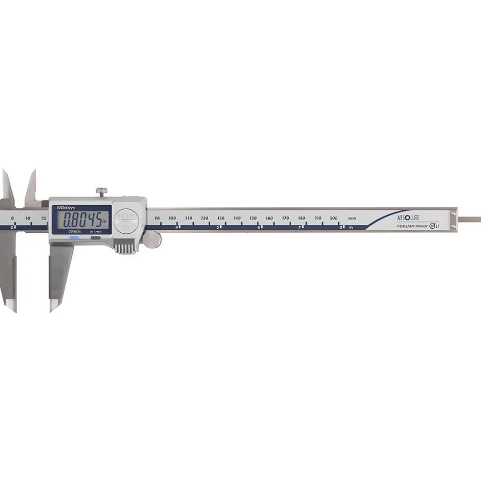 Electronic Caliper: 200.00 mm, 8", 0.01 mm, 0.0005" Resolution, +/-0.02 mm, +/-0.0010" Accuracy, Calibrated, Carbide-Tipped