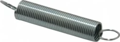 Extension Spring: 0.312" OD, 2.61 lb Max Load, 4.49" Extended Length, 0.0286" Wire Dia, Cross-Over