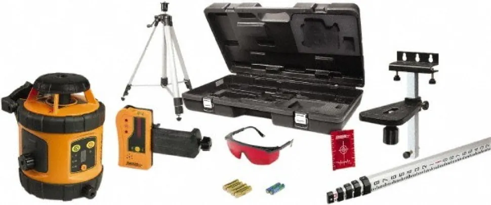 800' (Exterior) Measuring Range, 1/8" at 50' Accuracy, Self-Leveling Rotary Laser