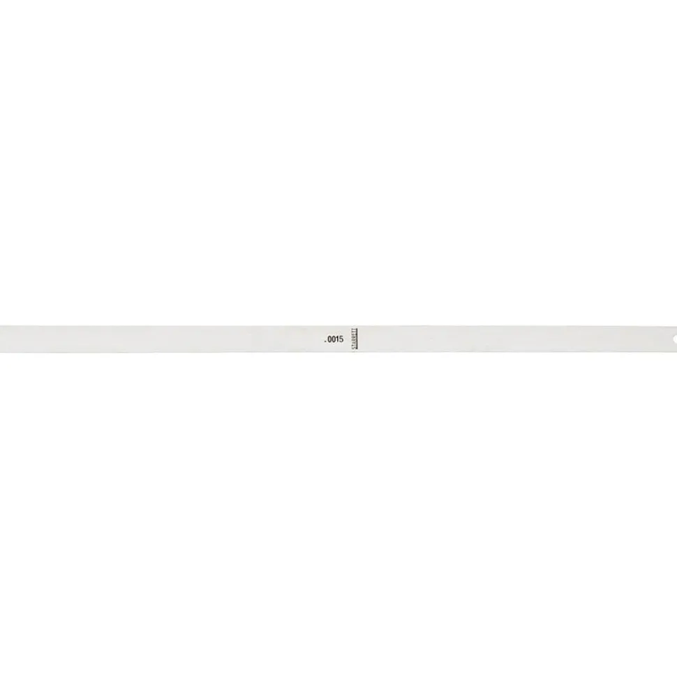 Feeler Gage: 0.0015" Thick, 0.5" Wide, 12" Long
