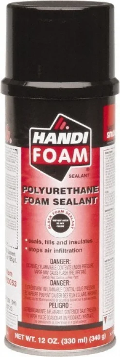 Foam: 12 oz Aerosol, Black, Polyurethane