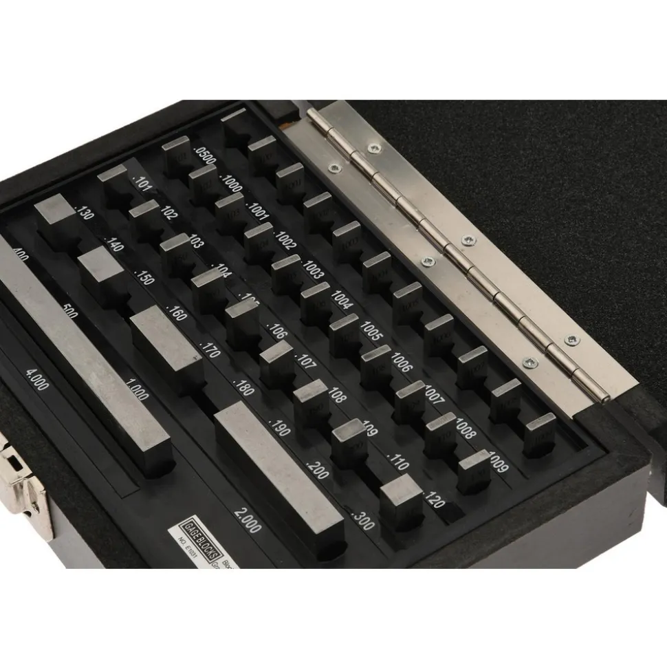 Gage Block Set: 0.05 to 4'' Range, 36 Pc, Economy Grade, Steel
