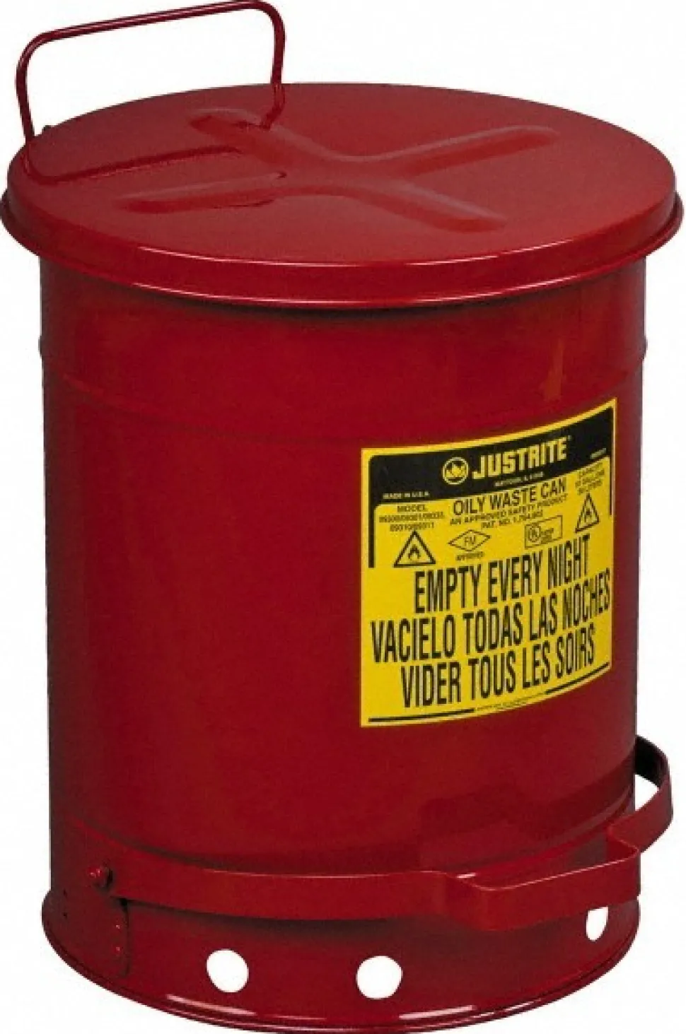 10 Gallon Capacity, Galvanized Steel Disposal Can