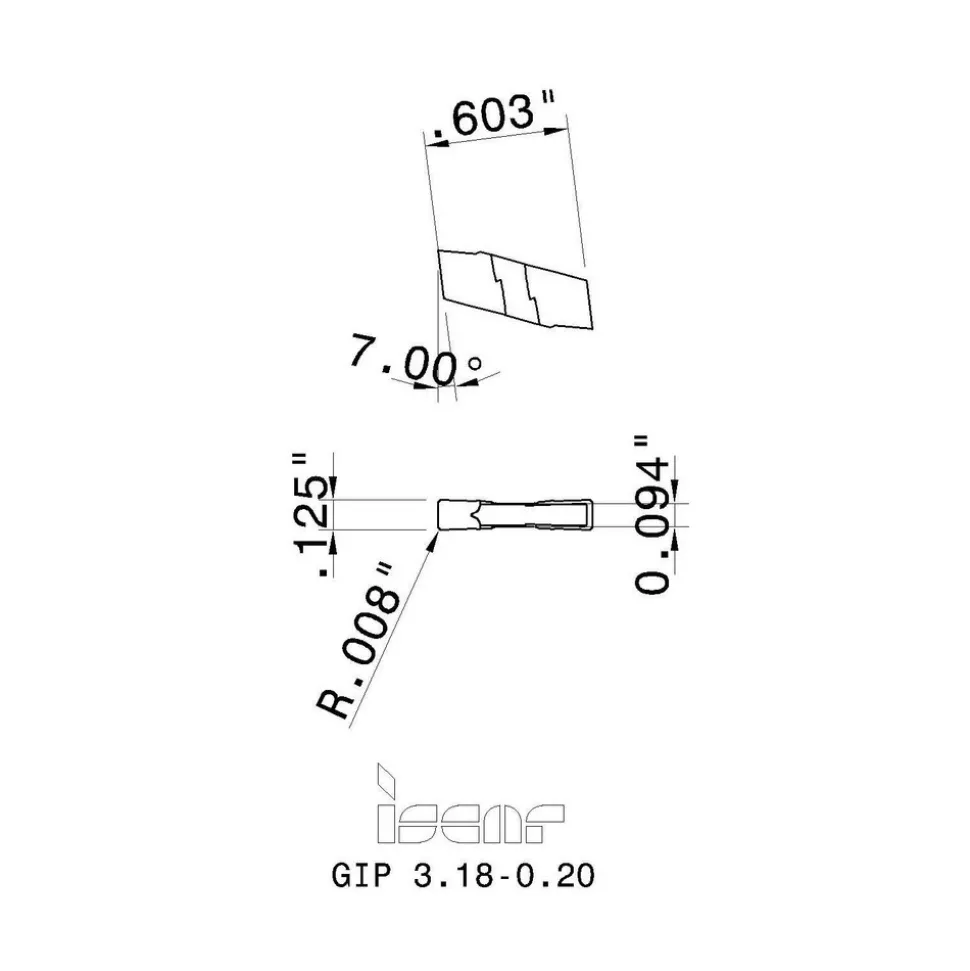 Grooving Insert: GIP3.18-0.20 IC908, Carbide