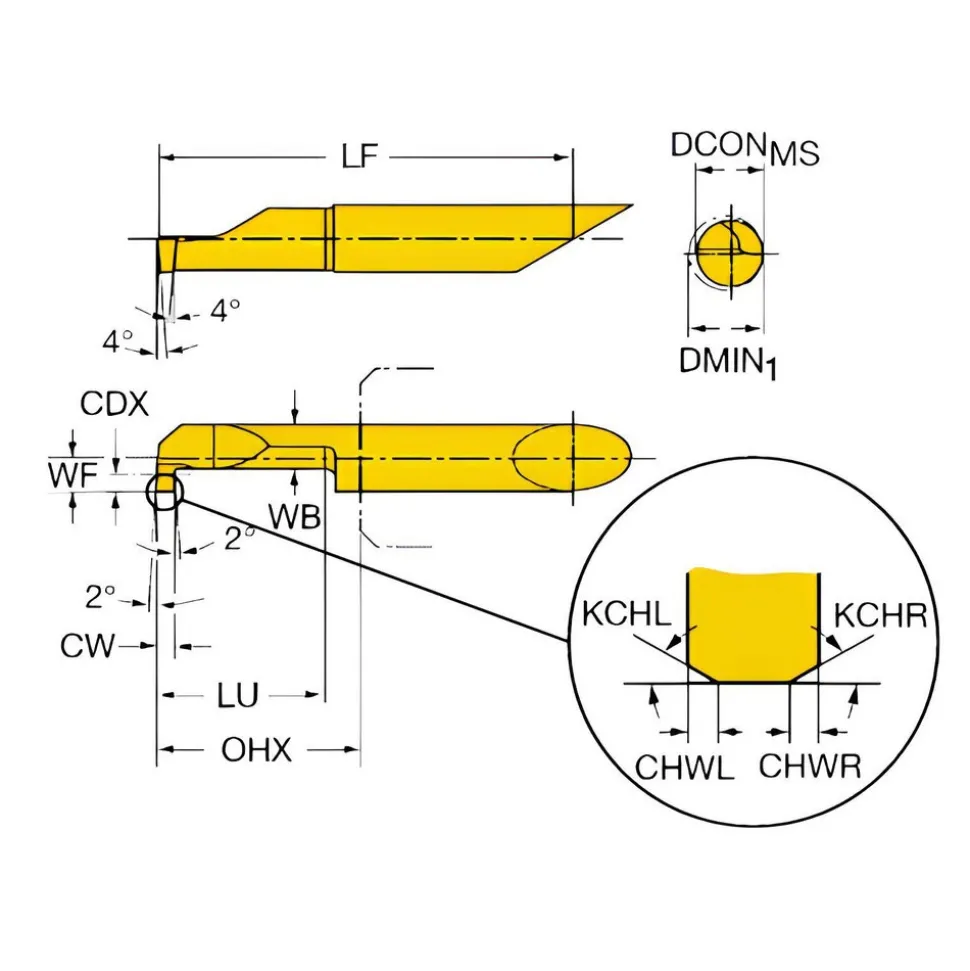 Grooving Tool: Exterior & Interior, Right Hand, 6.00 mm Shank Dia, 1.57 mm Groove Width