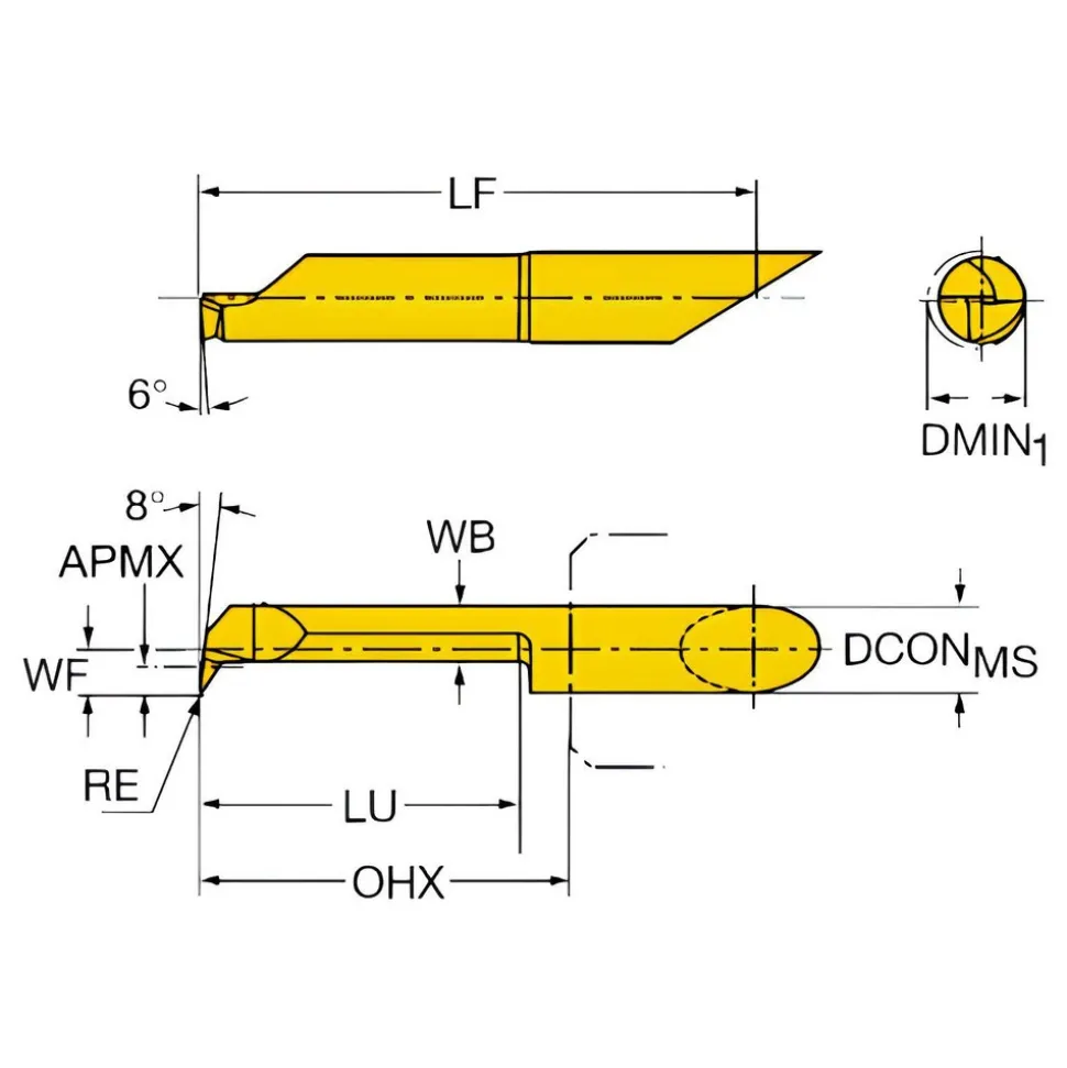 Grooving Tool: Interior, Right Hand, 5.00 mm Shank Dia, 2.00 mm Groove Width