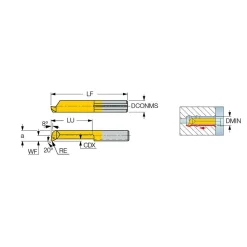 Grooving Tool: Right Hand, 6.00 mm Shank Dia, 3.00 mm Groove Width