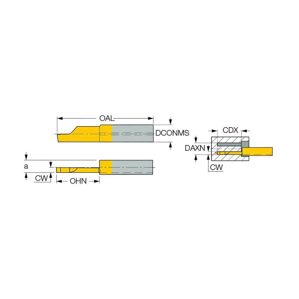 Grooving Tool: 3/8" Shank Dia, 0.3850" Groove Width