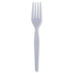Heavyweight Polystyrene Plastic Cutlery, Fork, White, 1000/Carton