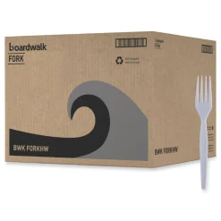 Heavyweight Polystyrene Plastic Cutlery, Fork, White, 1000/Carton