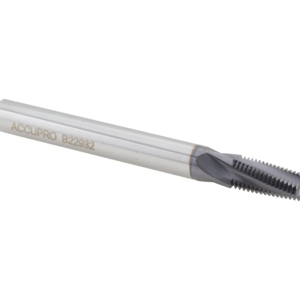 Helical Flute Thread Mill: 1/8-27, Internal, 4 Flute, 0.3125" Shank Dia, Solid Carbide