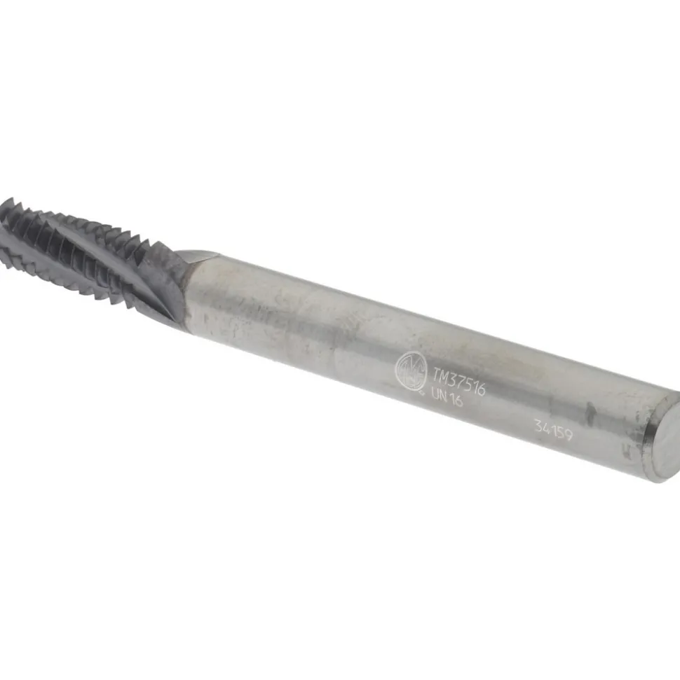 Helical Flute Thread Mill: 3/8-16, Internal, 4 Flute, 0.3120" Shank Dia, Solid Carbide