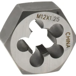 Hex Rethreading Die: M12x1.25, Right Hand, Carbon Steel