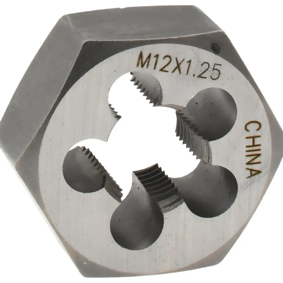 Hex Rethreading Die: M12x1.25, Right Hand, Carbon Steel