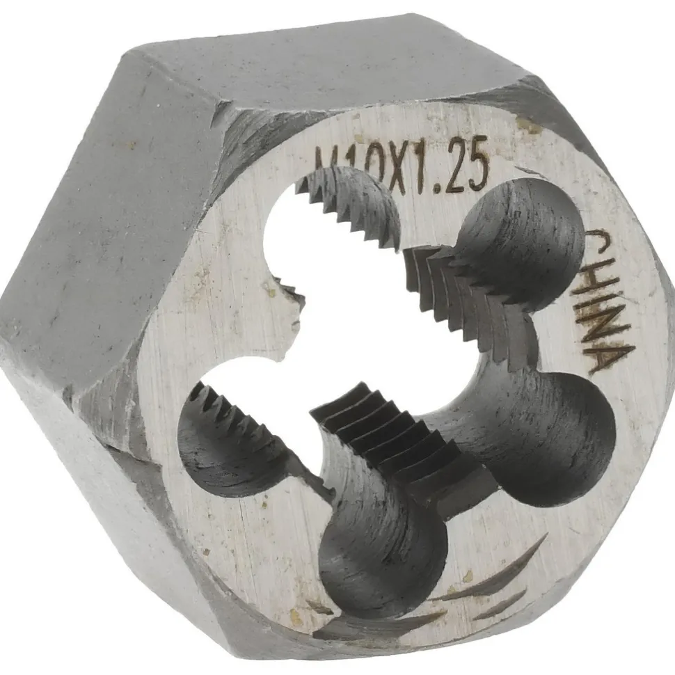 Hex Rethreading Die: M10x1.25, Right Hand, Carbon Steel