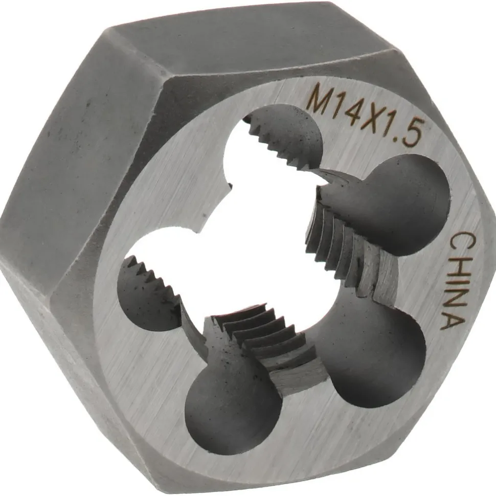Hex Rethreading Die: M14x1.5, Right Hand, Carbon Steel