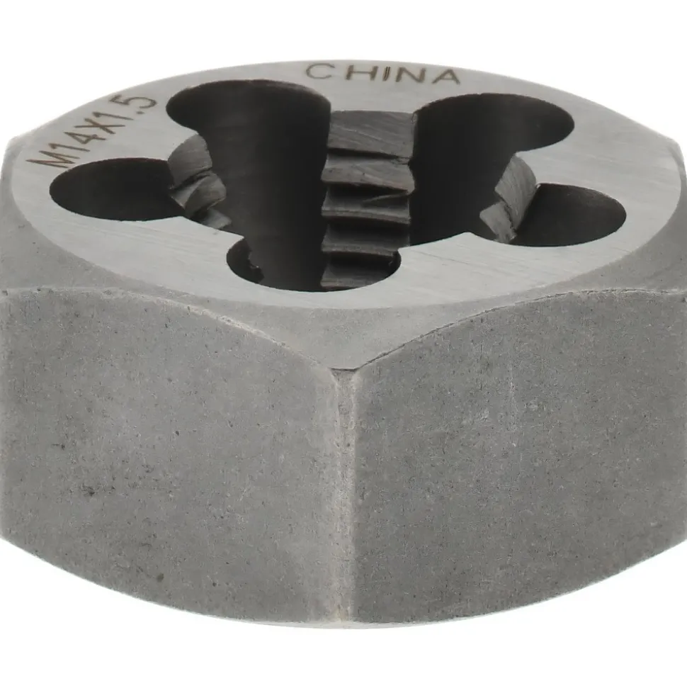 Hex Rethreading Die: M14x1.5, Right Hand, Carbon Steel