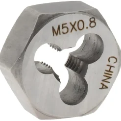 Hex Rethreading Die: M5x0.8, Right Hand, Carbon Steel