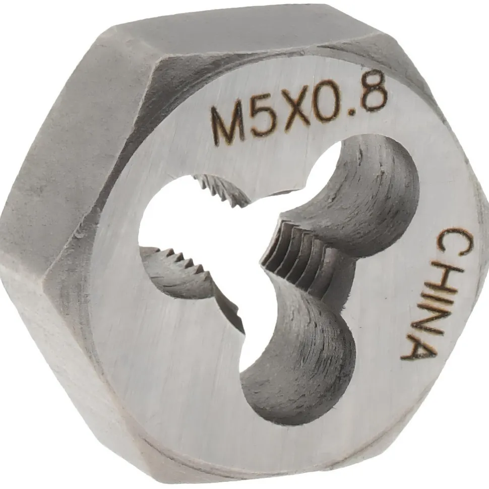Hex Rethreading Die: M5x0.8, Right Hand, Carbon Steel