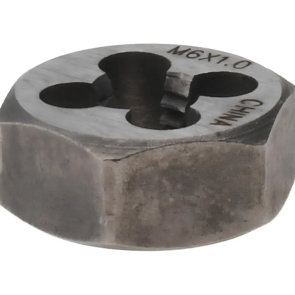 Hex Rethreading Die: M6x1, Right Hand, Carbon Steel