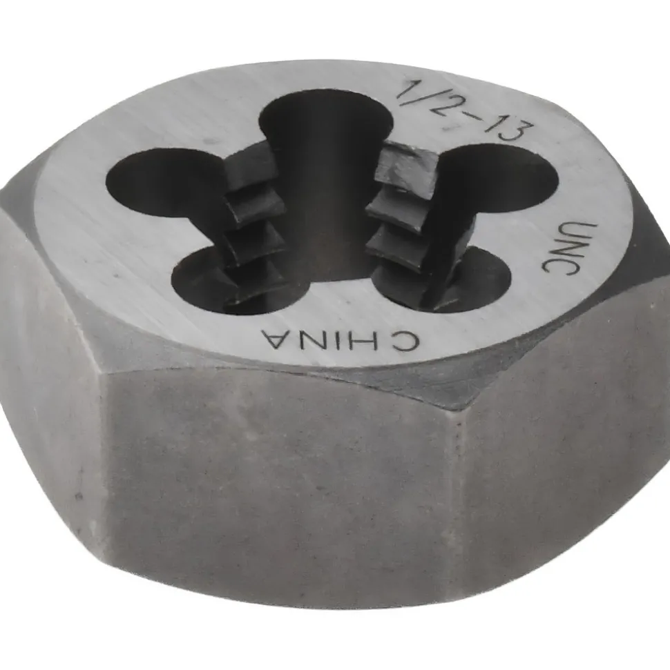 Hex Rethreading Die: 1/2-13, Right Hand, Carbon Steel