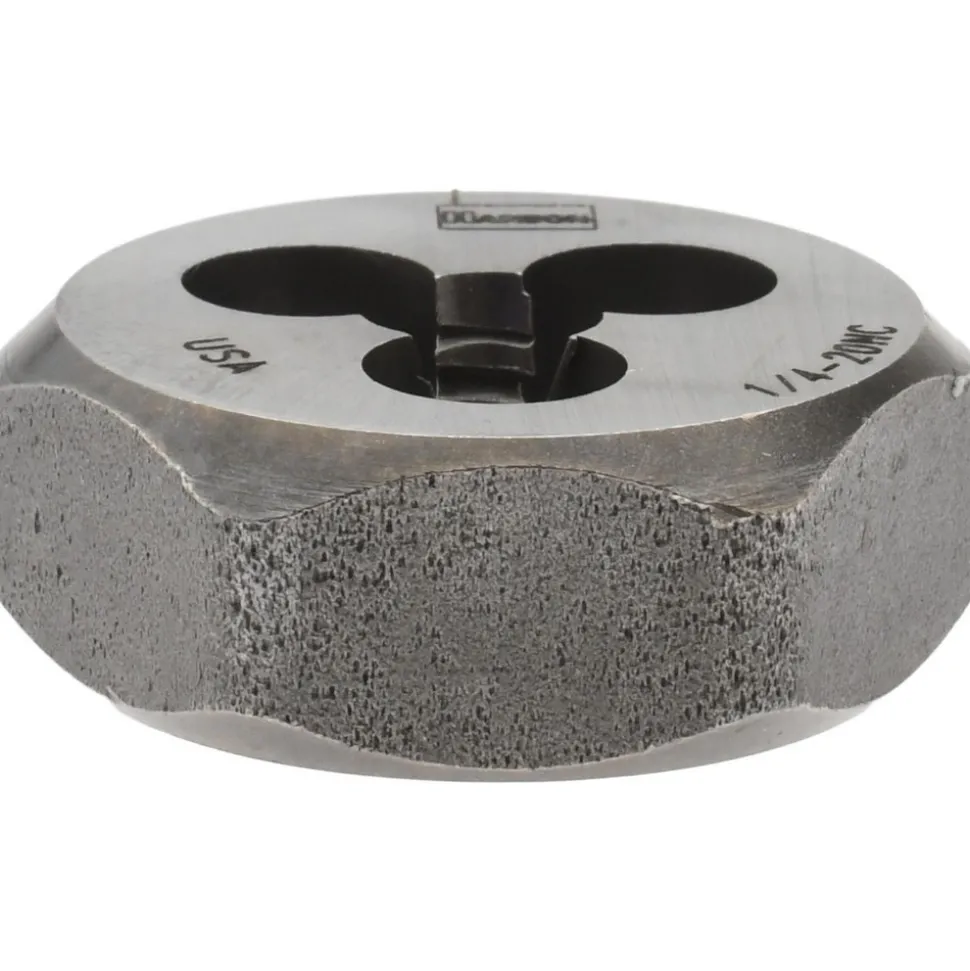 Hex Rethreading Die: 1/4-20, Right Hand, 1" Hex, Carbon Steel