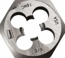 Hex Rethreading Die: 3/8-16, Right Hand, 1" Hex, Carbon Steel